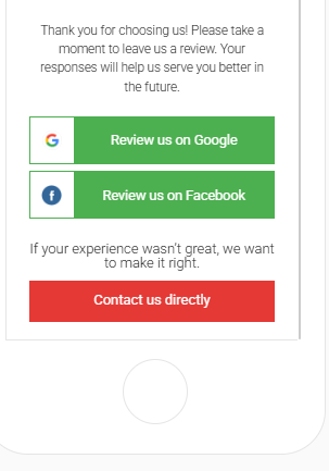 Birdeye mobile review request example with Google review button