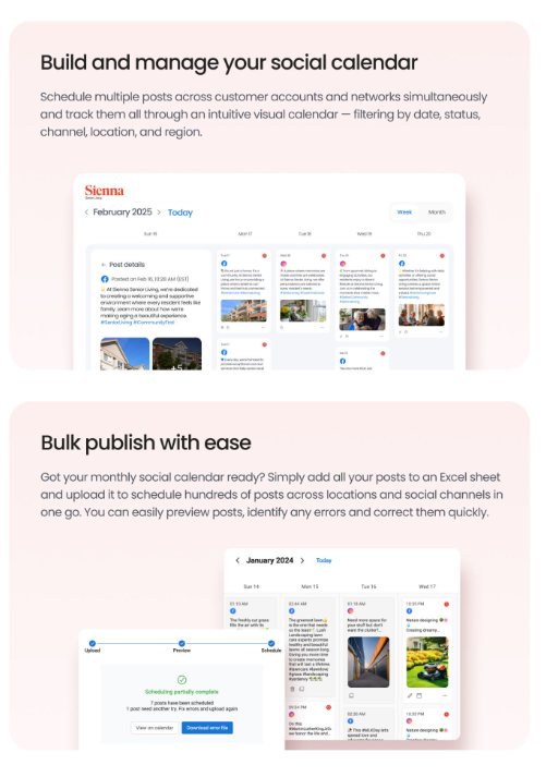 Birdeye Social calendar and bulk publishing workflow