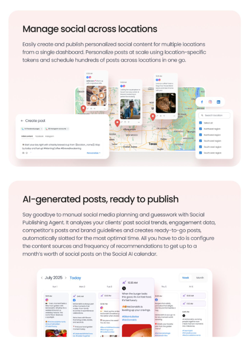 Birdeye Social dashboard for managing social posts across multiple business locations