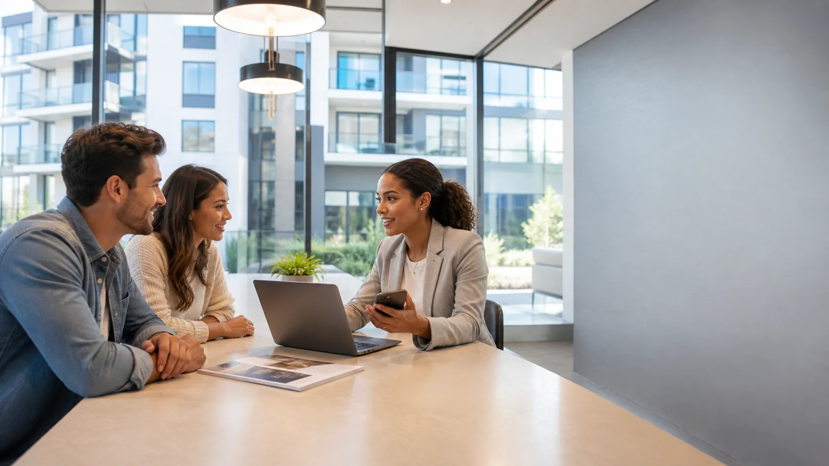 Property manager using resident communication and review automation software in a modern leasing office