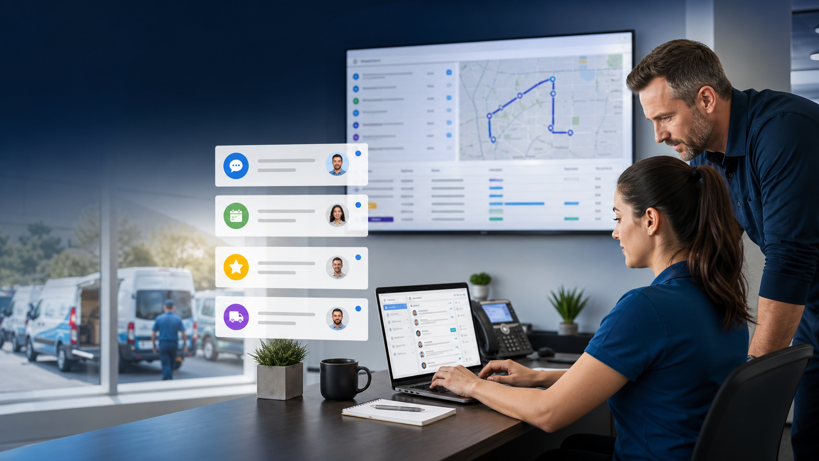 ServiceTitan customer communication workflow for office texting and review follow-up